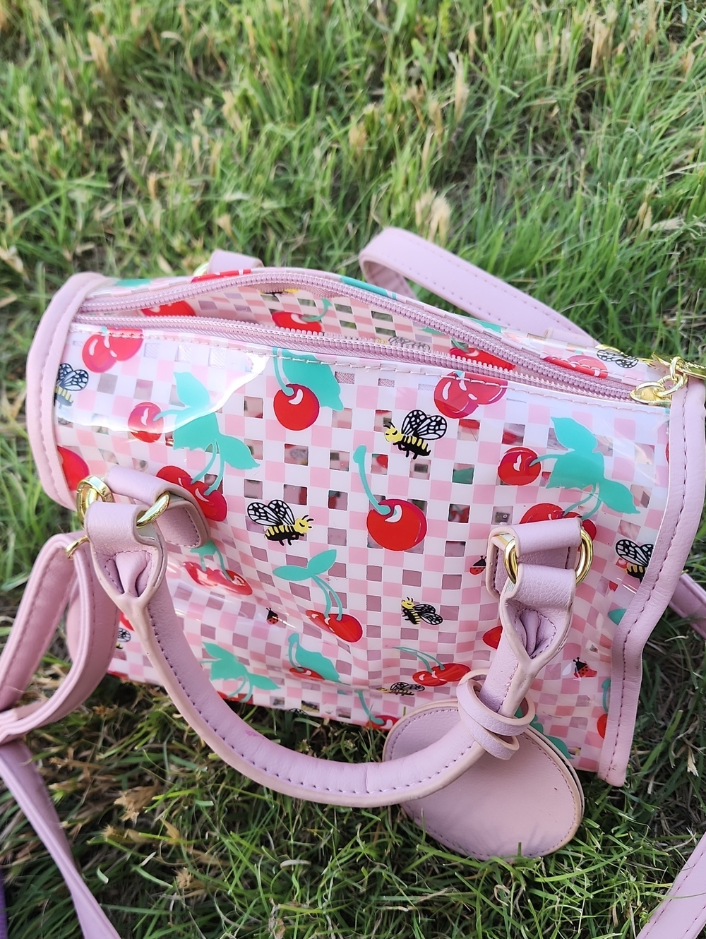 Betsey Johnson LUV BETSEY Pink Clear Cherry Crossbody bag With Cherry HANGTAG - Picture 9 of 9